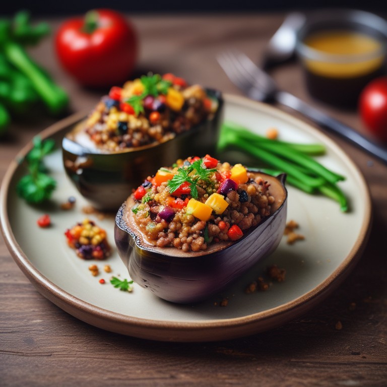Berenjenas Rellenas de Quinoa y Vegetales