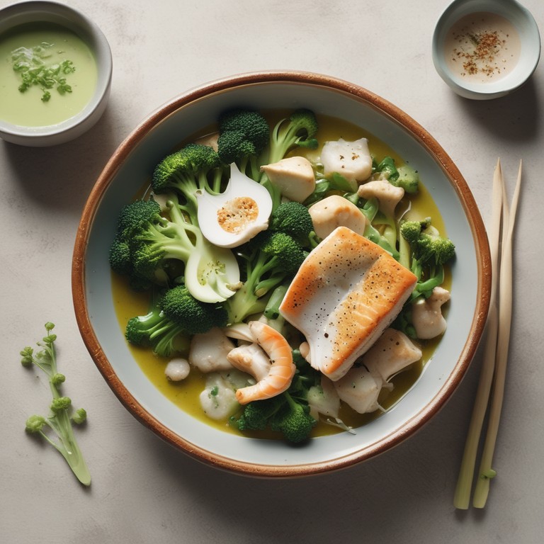 Asiatisches Fisch-Brokkoli-Gericht