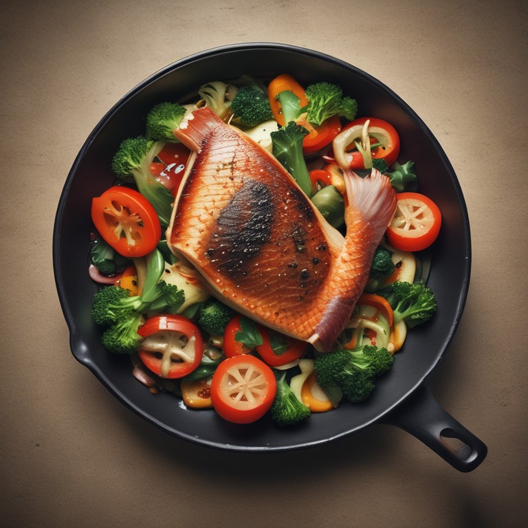 Asiatischer Fisch mit Gemüse