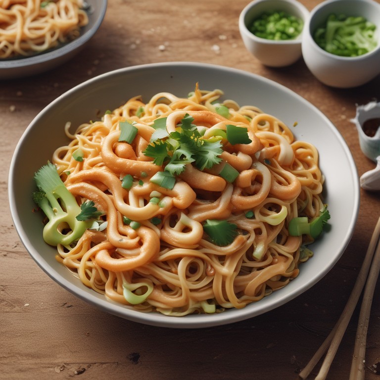 Asiatische Nudeln mit Erdnusssauce