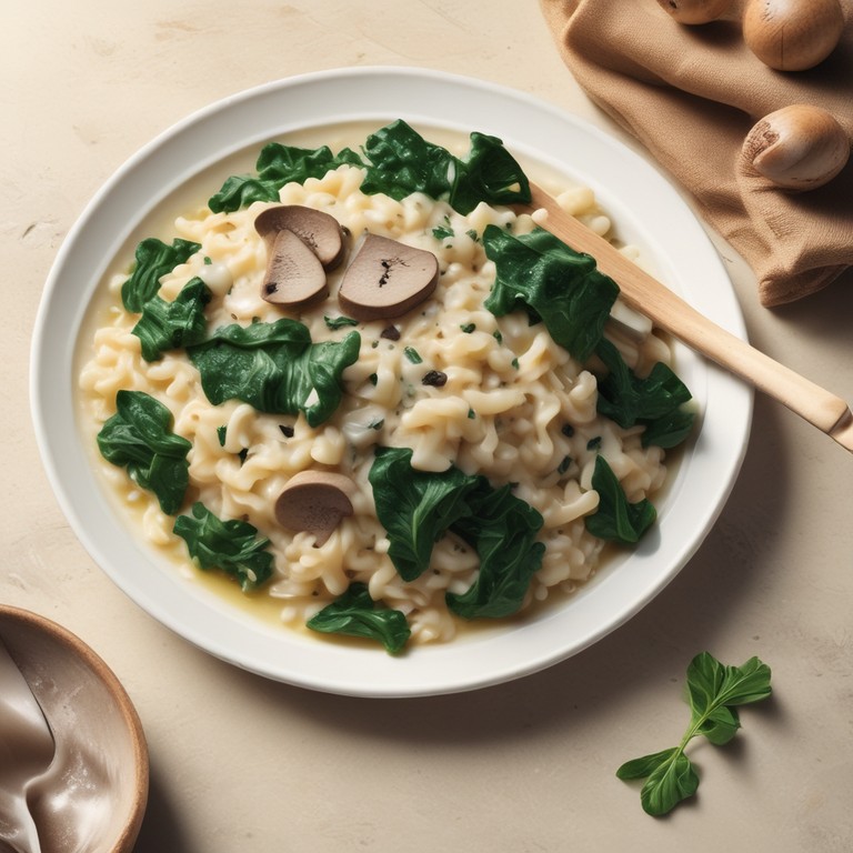 Pilzrisotto mit Spinat und Parmesan