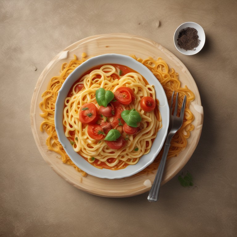 Gouda-Depreziner-Nudeln mit Röstzwiebel-Tomatenmark-Sauce