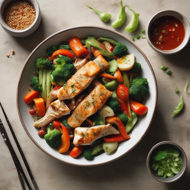 Asiatisches Fisch-Gemüse-Pfanne