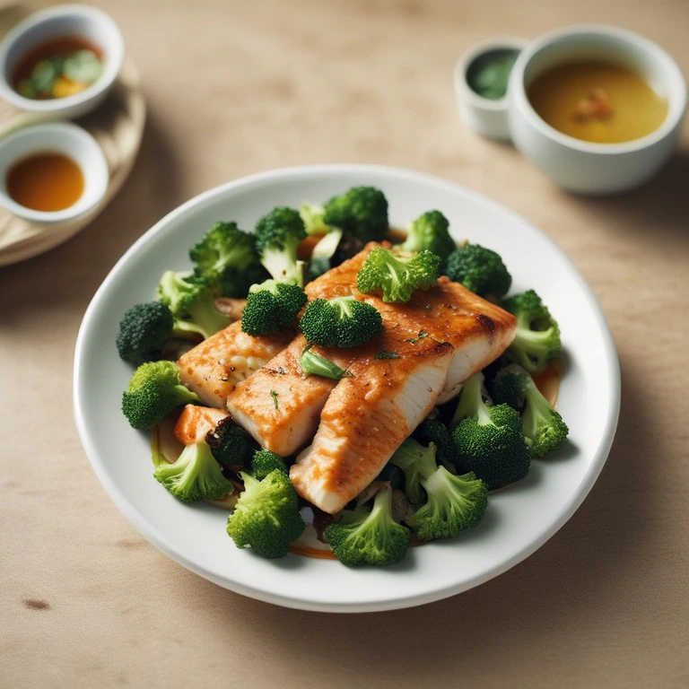 Asiatisches Fisch-Brokkoli-Gericht