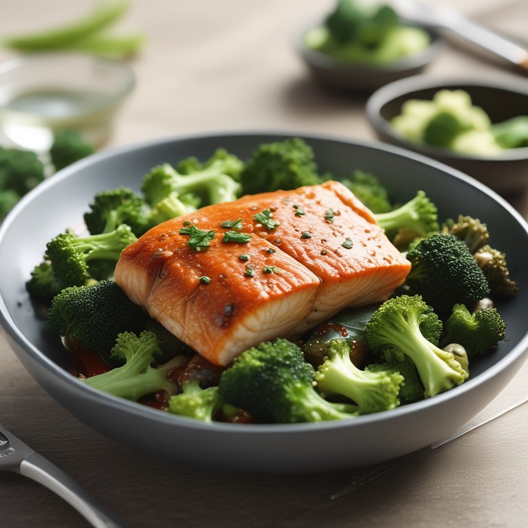 Asiatisches Fischgericht mit Brokkoli