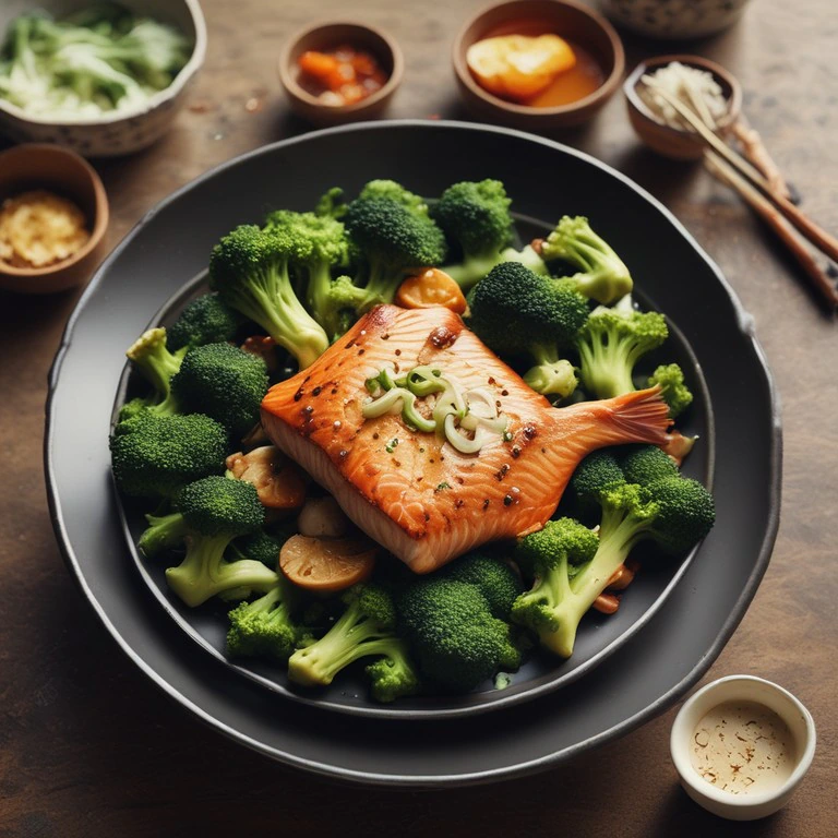 Asiatisches Fisch- und Brokkoli-Gericht