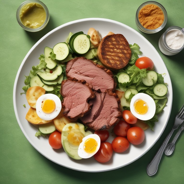 Gegrillter Fleisch und Käse Salat