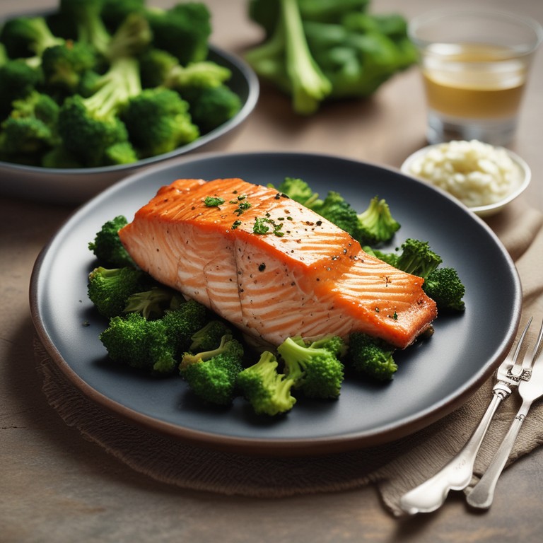 Gebratener Lachs mit Knoblauch-Butter-Brokkoli
