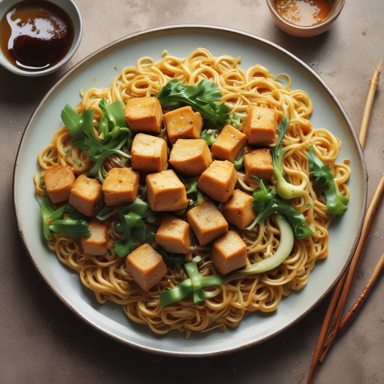 Knusprige Tofu-Nudeln mit Sojasauce