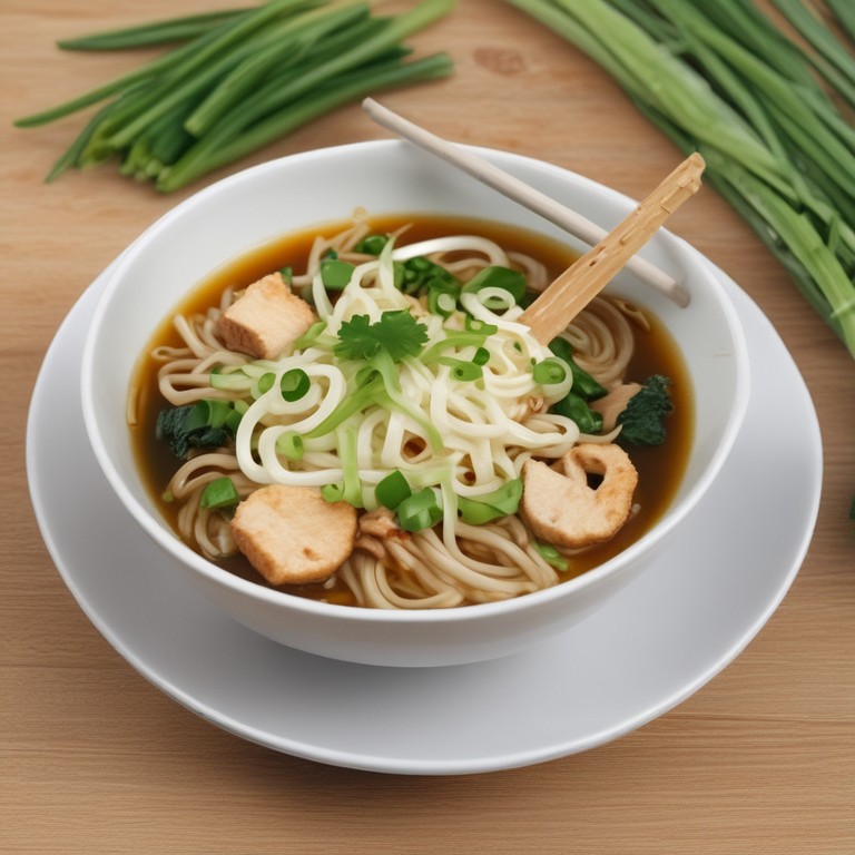 Asiatische Nudelsuppe mit Ingwer und Frühlingszwiebeln