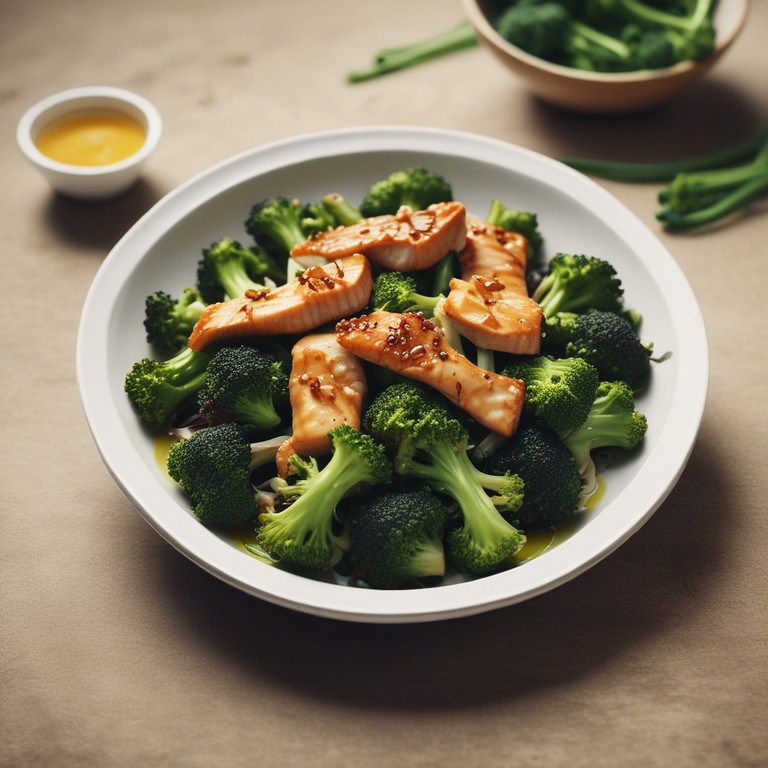 Asiatisches Fisch-Brokkoli-Gericht