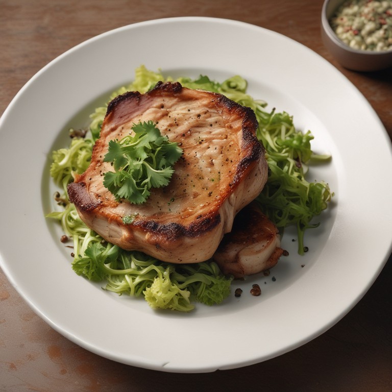 Chuleta de Cerdo con Mole Verde Oaxaqueño