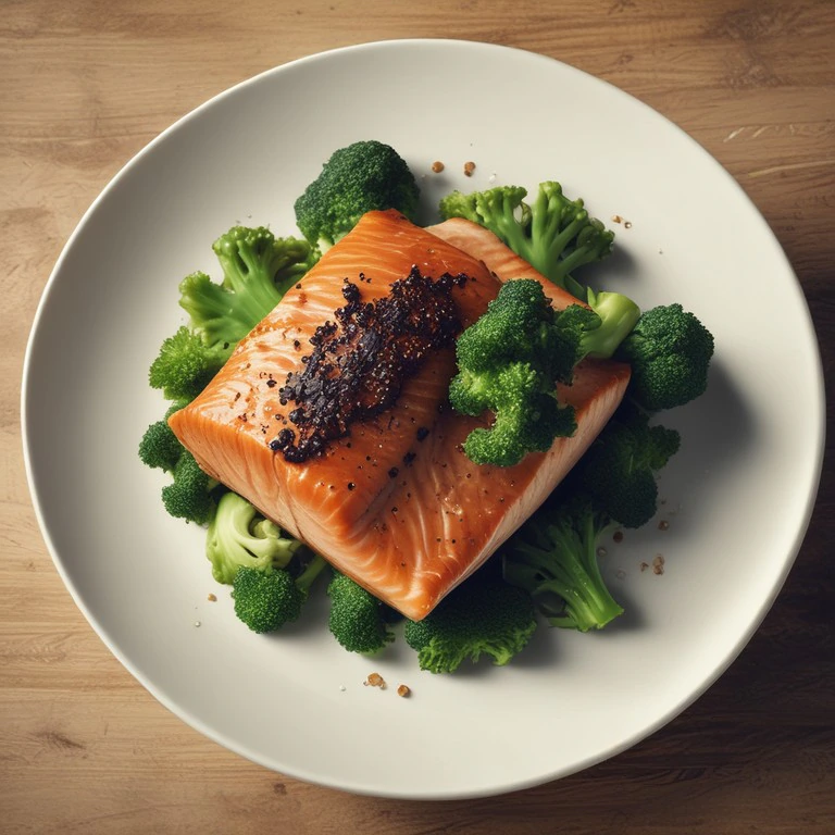 Asiatisches Lachs-Brokkoli-Gericht