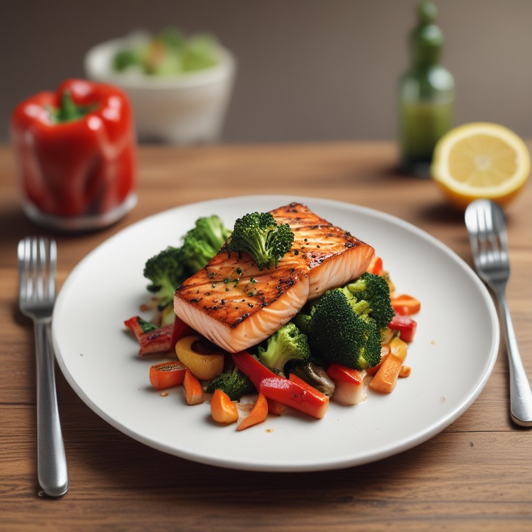 Gegrilde Zalm met Geroosterde Paprika en Broccoli
