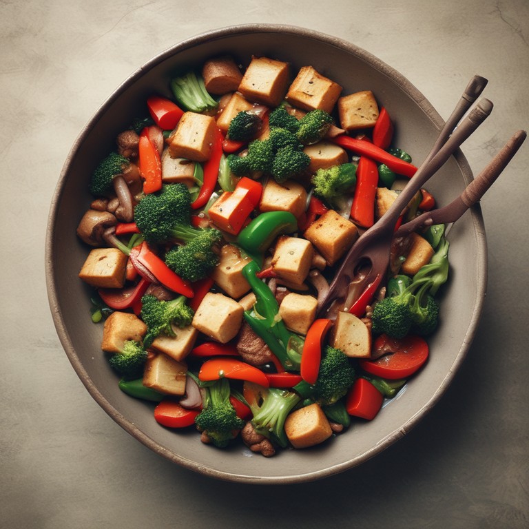 Asiatisches Gemüsepfanne mit Tofu