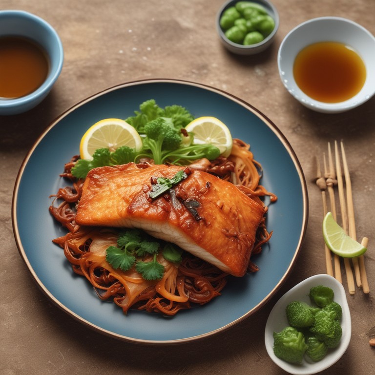 Asiatischer Gebratener Fisch mit Ingwer und Sojasauce