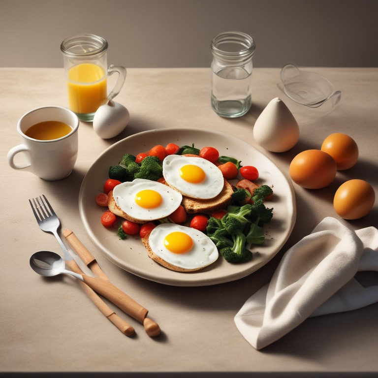 Питательный завтрак с яйцом и овощами