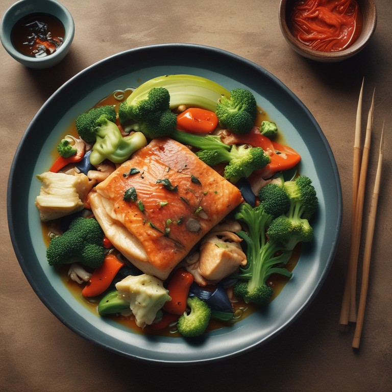 Asiatischer Fisch mit Gemüse ohne Tomaten mit Raffinesse