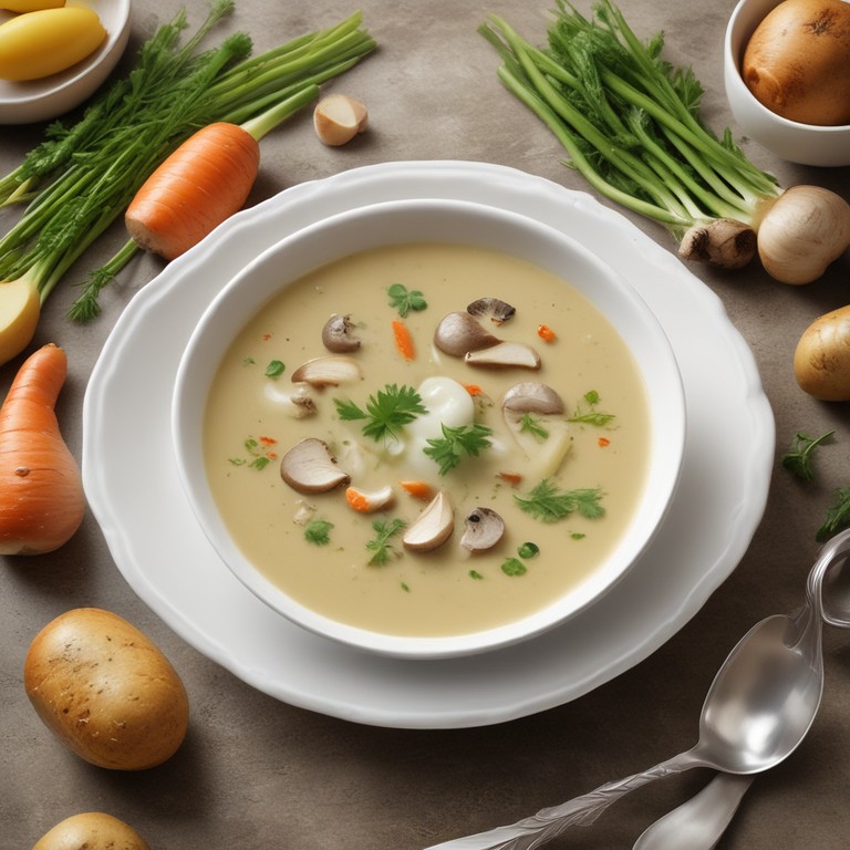 Creamy Mushroom Soup with Potatoes and Buttermilk