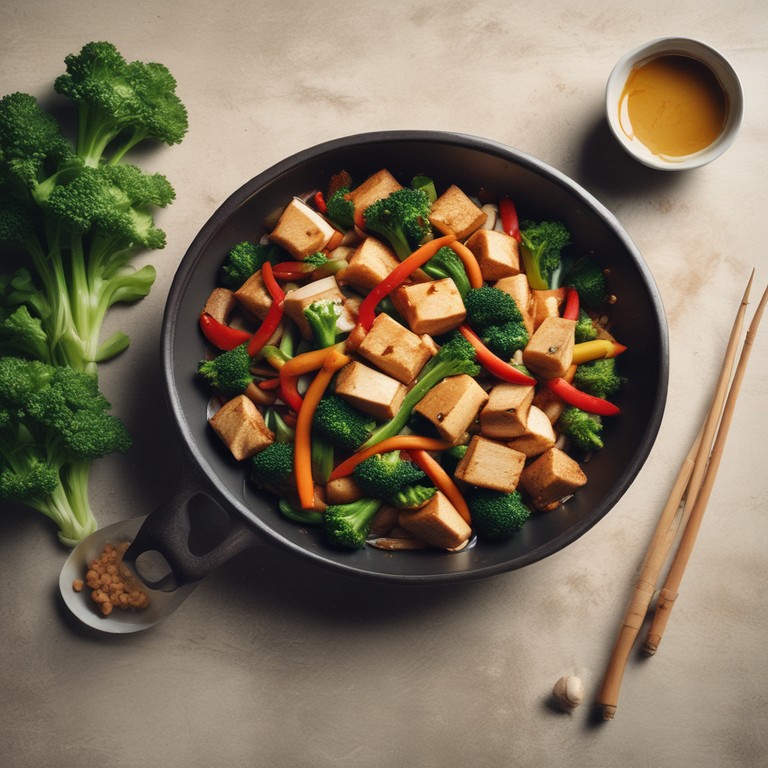 Asiatisches Gemüsepfanne mit Tofu