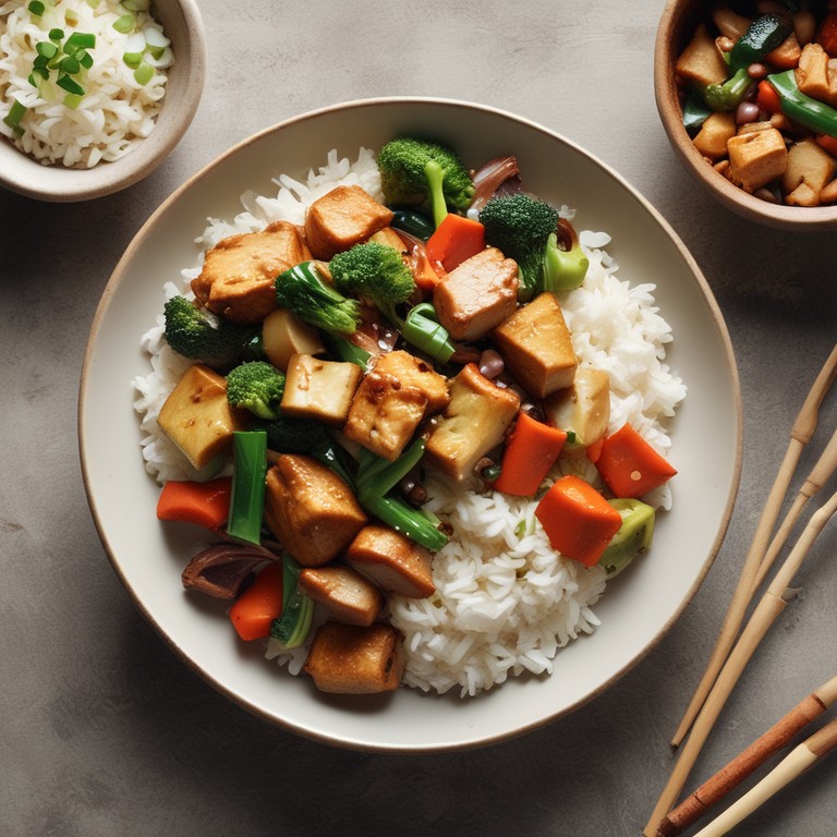 Asiatisches Gemüsepfanne mit Tofu
