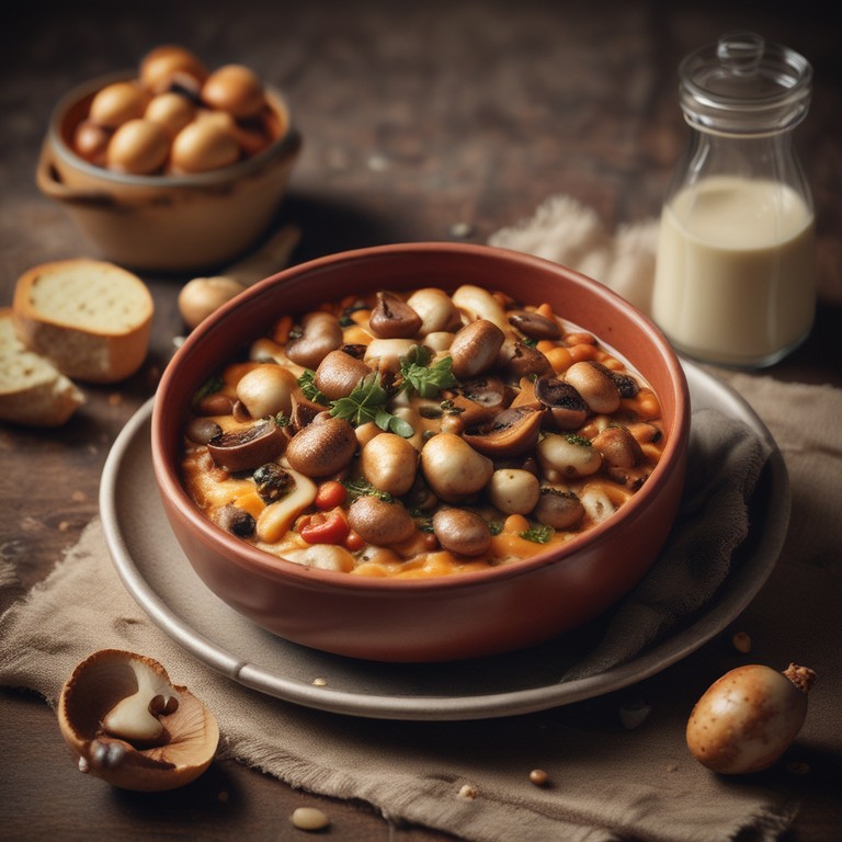 Запеченные грибы с фасолью и сыром