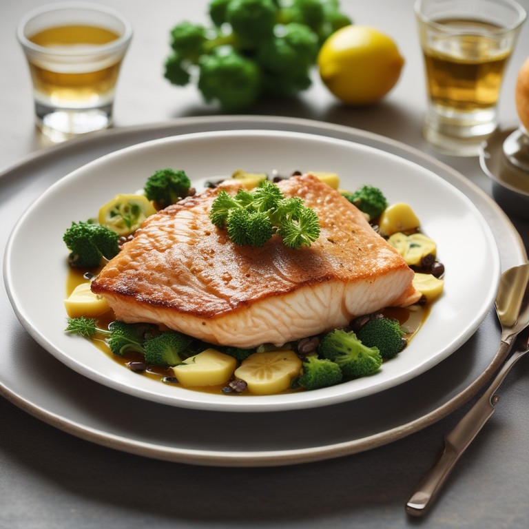 Gebratener Fisch mit Brokkoli und Zitronen-Kräuter-Soße