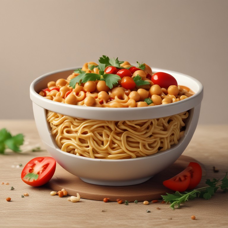 Kokos-Curry mit Kichererbsen und Mie-Nudeln