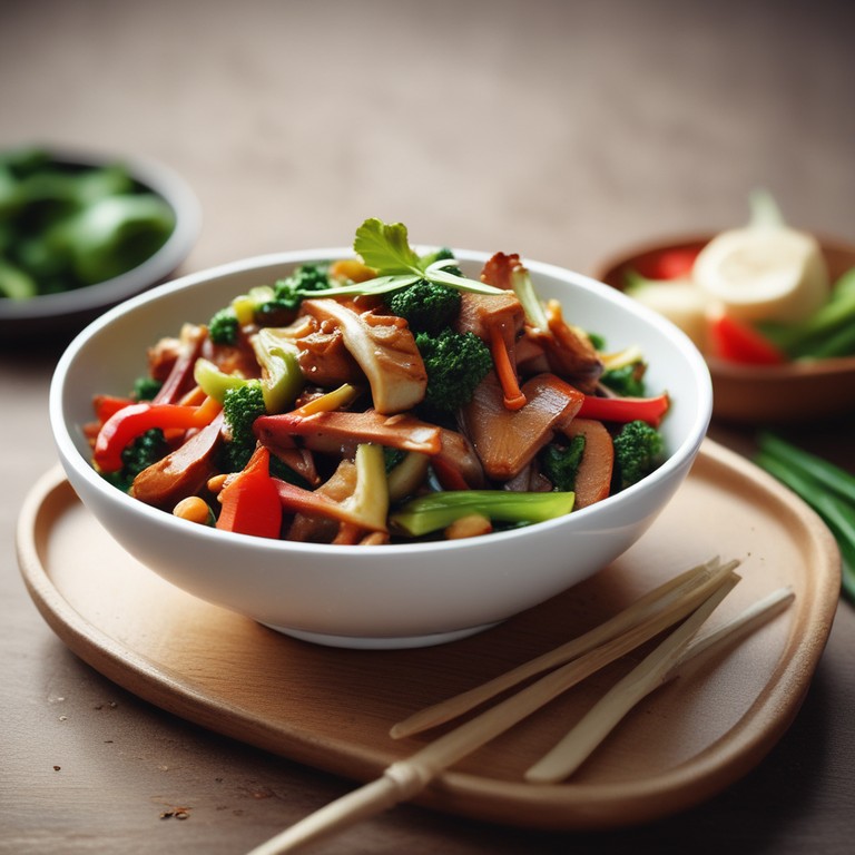Asiatisches Gemüsepfanne mit Knoblauch-Ingwer-Sauce
