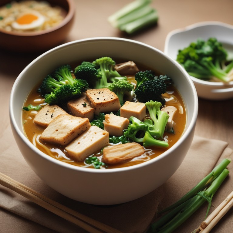 Japanische Miso-Ramen mit Broccoli und Tofu