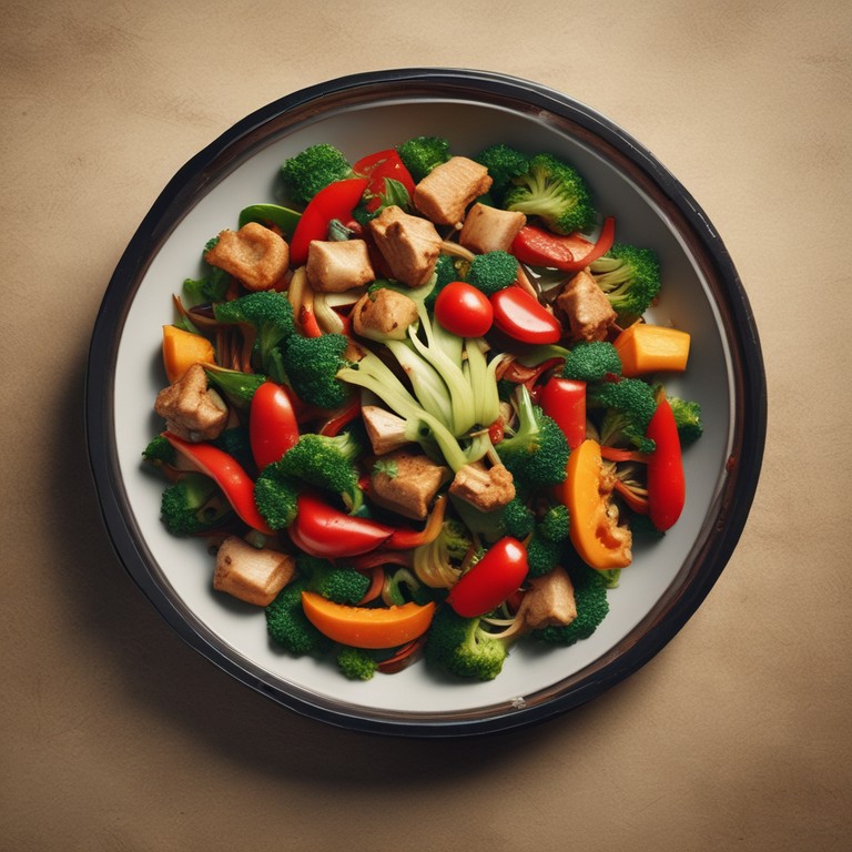 Asiatisches Gemüsepfanne ohne Fleisch und Tomaten