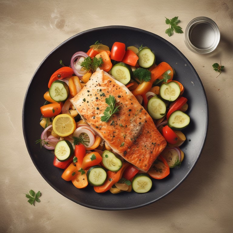 Gebratener Lachs mit Gemüse-image