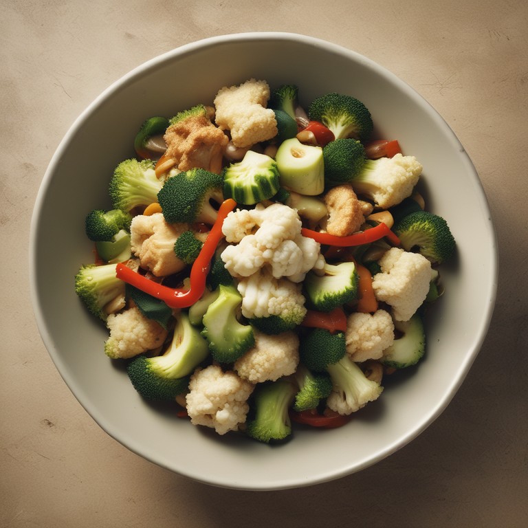 Gemüsepfanne mit Blumenkohl, Zucchini und Lauch