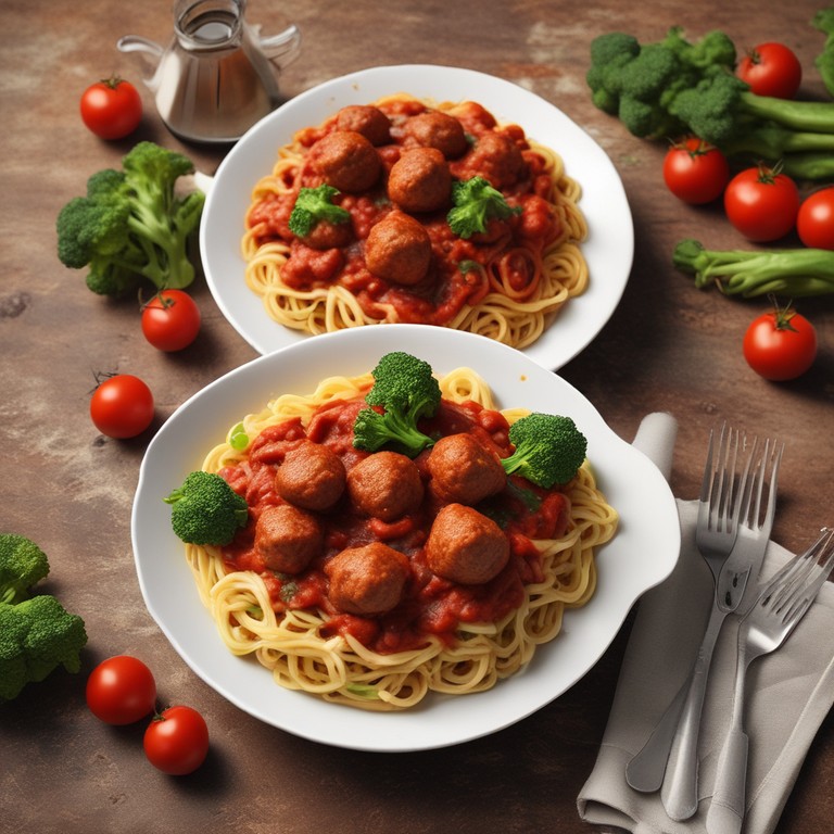 Bolognese mit Fleischbällchen und Brokkoli