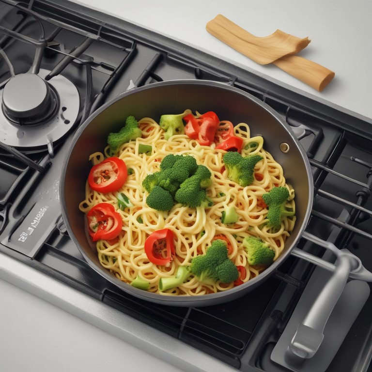 Gemüse-Nudeln mit Brokkoli, Paprika und Zucchini