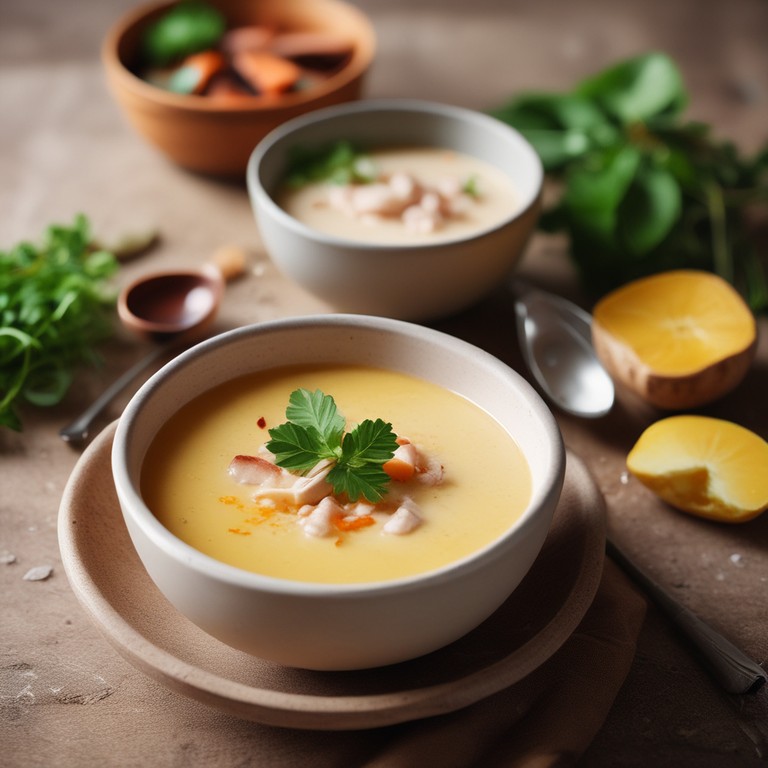 Caldo de Mandioca Cremoso com Carne