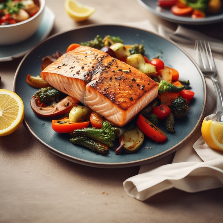 Salmão Grelhado com Legumes Assados