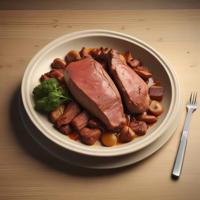 Schnelles Gericht mit Fleisch