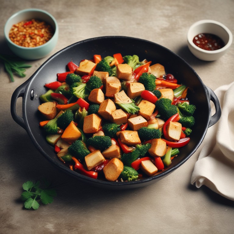 Asiatisches Gemüsepfanne mit Tofu
