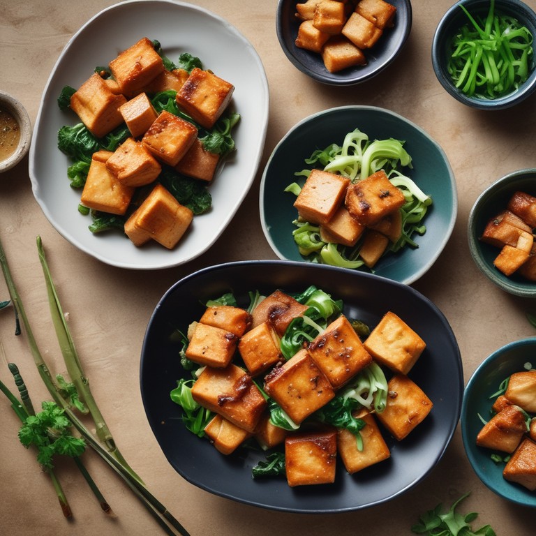 Knuspriges Tofu mit Ingwer und Frühlingszwiebeln