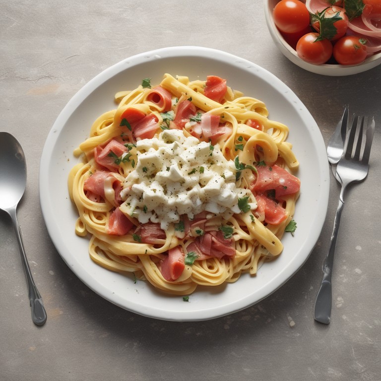 Fetakäse-Schinken-Nudeln