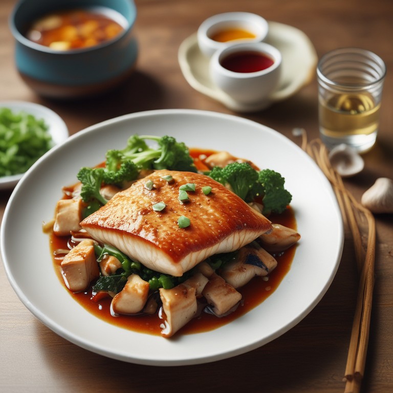Asiatischer Fisch mit Ingwer und Sojasauce