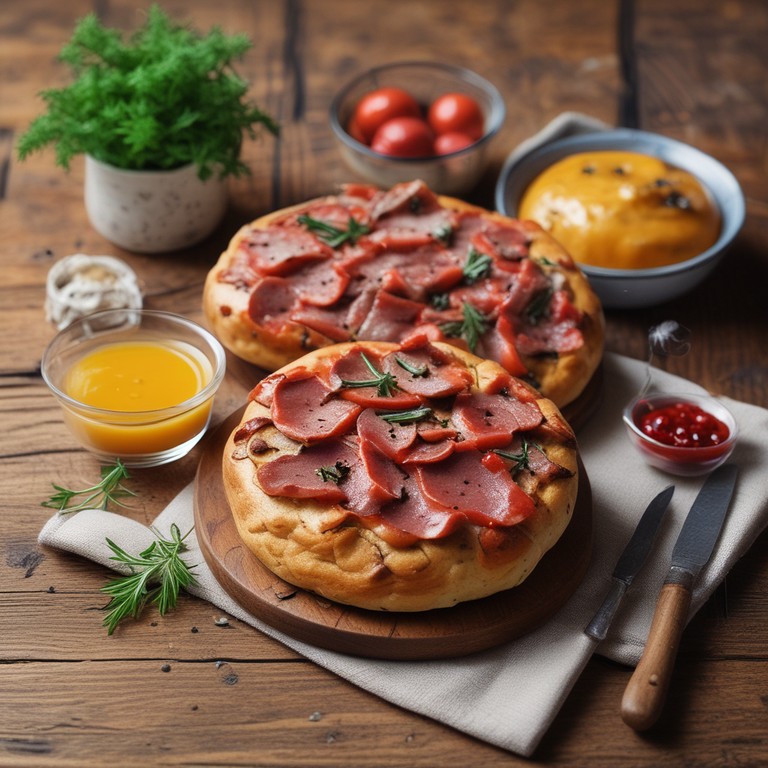 Savory Tongue Meat Focaccia with Flavorful Sauces
