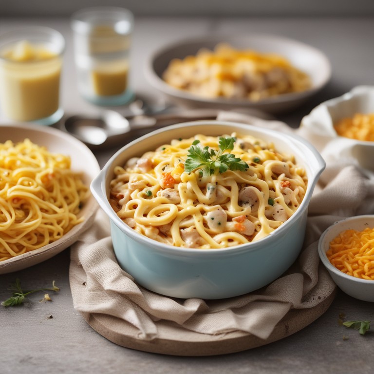 Creamy Chicken and Corn Spaghetti Bake