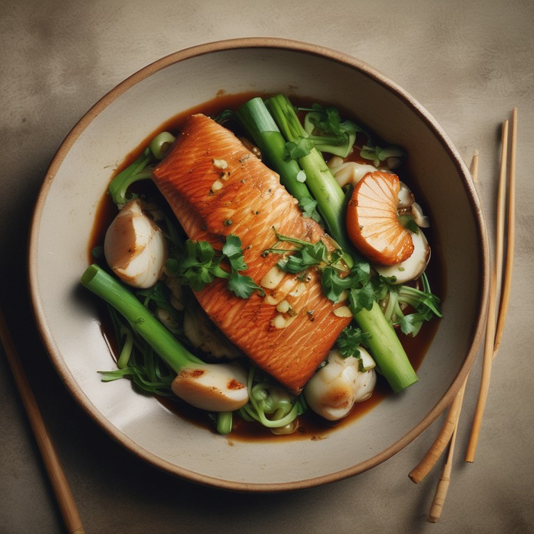 Asiatischer Fisch mit Ingwer und Frühlingszwiebeln