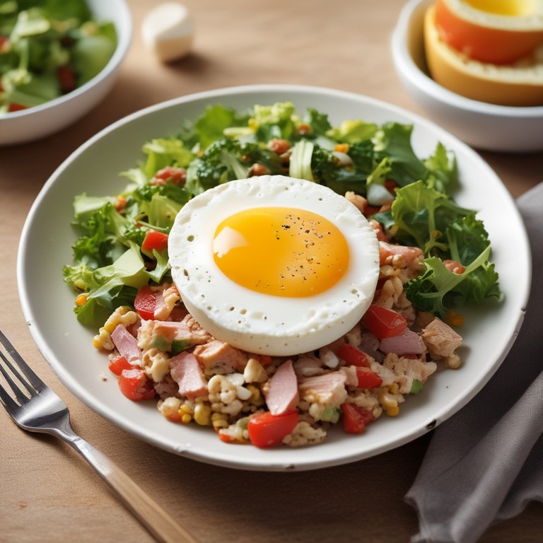 Mais Thunfisch Salat mit Spiegelei