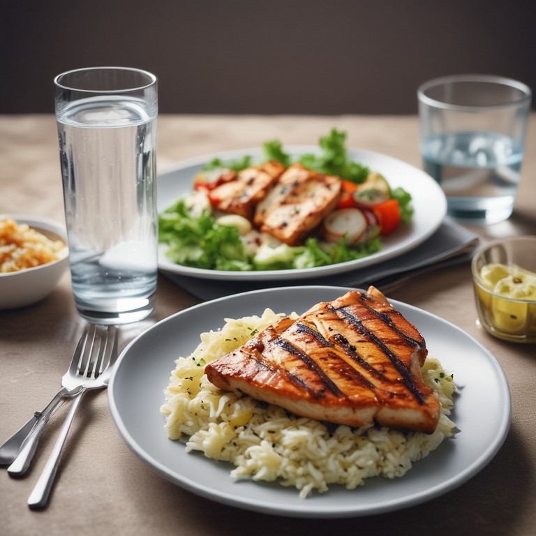 Plato de Pollo a la Plancha con Arroz y Ensalada