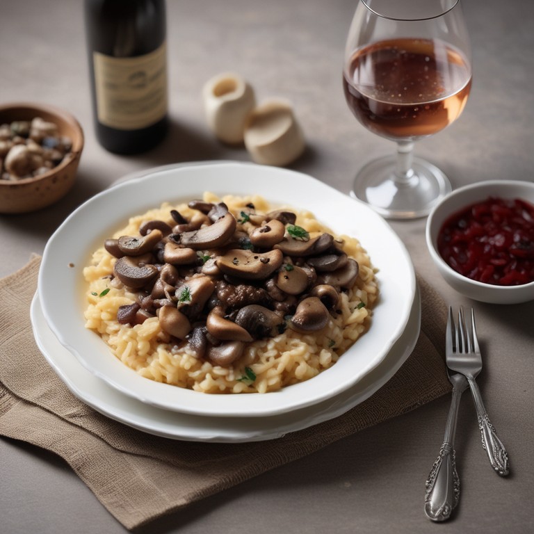 Risoto de Cogumelos com Vinho Tinto