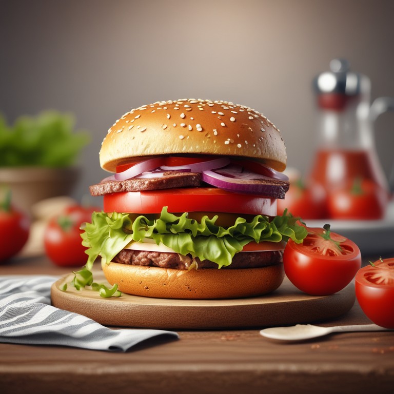 Classic Beef Burger with Fresh Tomato and Onion
