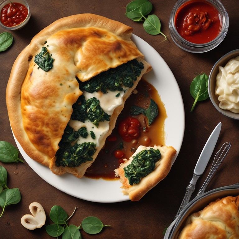 Cheesy Spinach and Mushroom Calzone